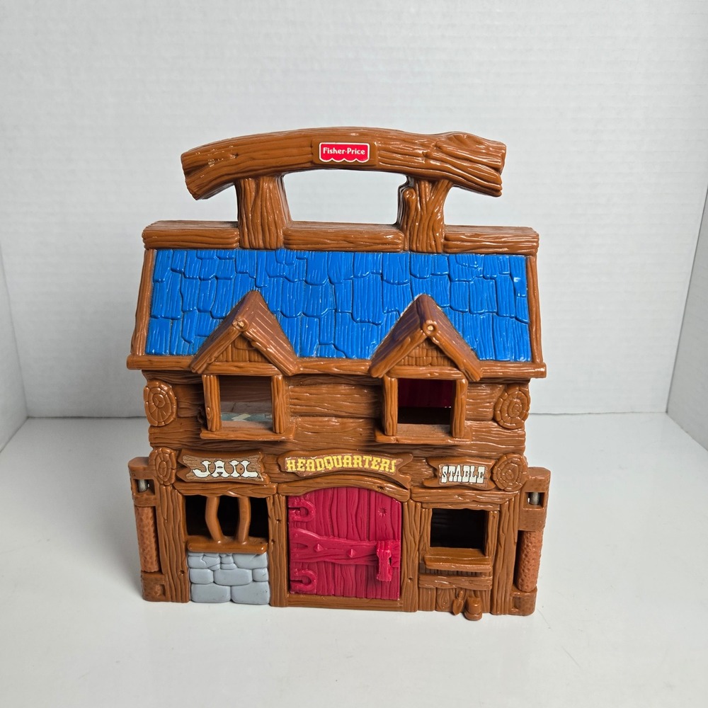 1999 Fisher-Price Western Little People Headquarters Jail Playset 77106 Case